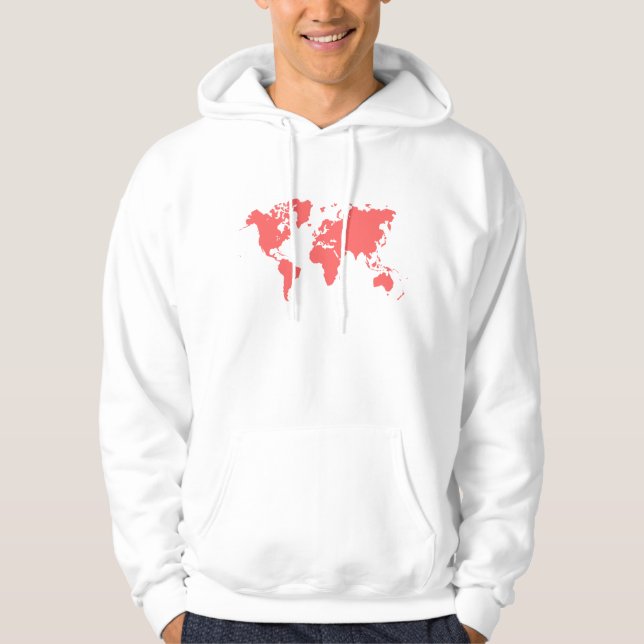 Världskarta - Tropisk Rosa Hoodie (Framsida)
