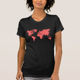 Världskarta - Tropisk Rosa T-shirt