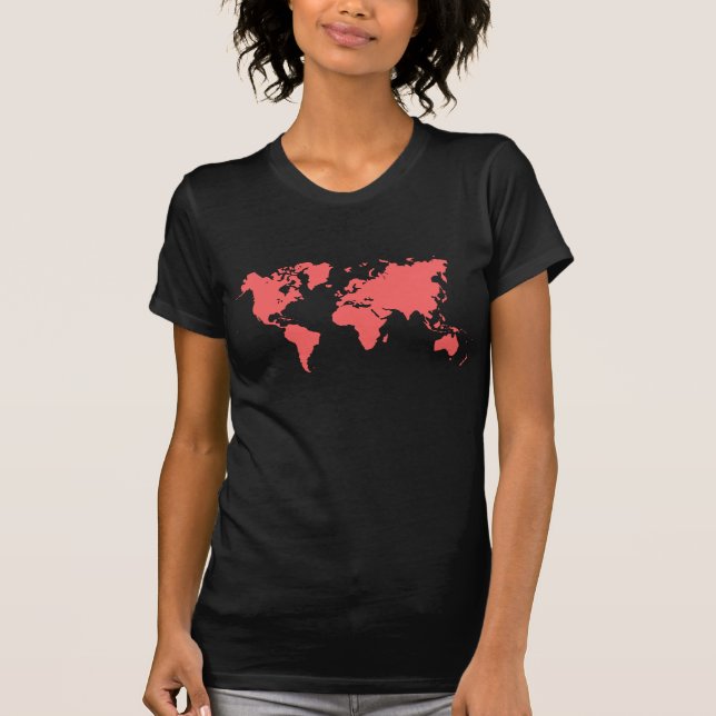 Världskarta - Tropisk Rosa T-shirt (Framsida)