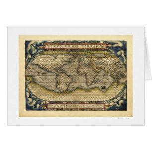Världskarta vid Ortelius 1570 Hälsningskort