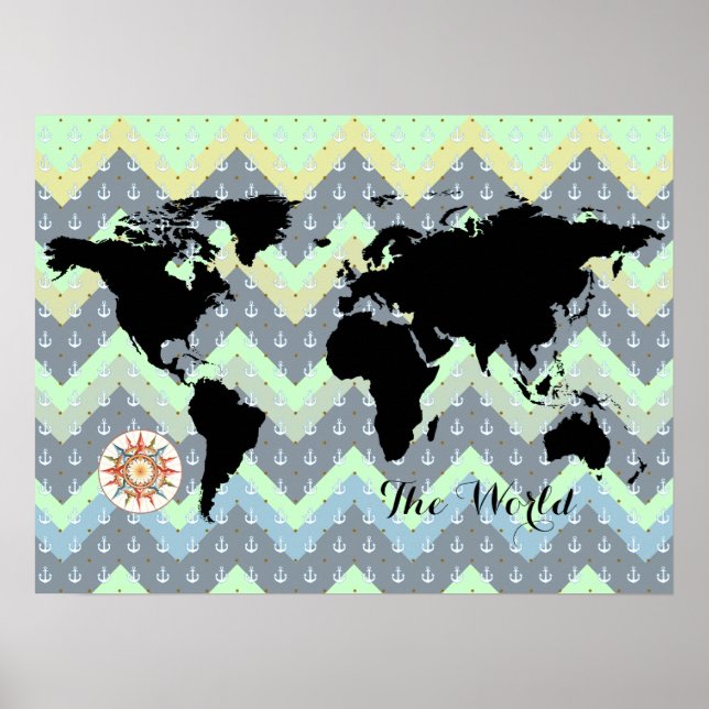 världskarta zig-zag-havet poster (Framsidan)