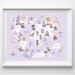 Världskartan för Dragon Knight, Lila Legends värld Poster