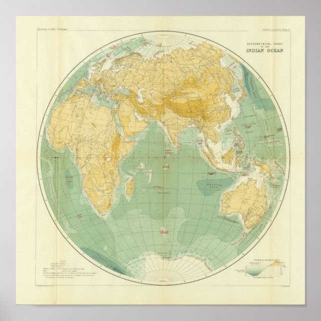 Världskartan för Indiska oceanen, Europa, Asien, A Poster (Framsidan)