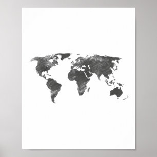 Världskartan i Grått, världskartan _1 Poster