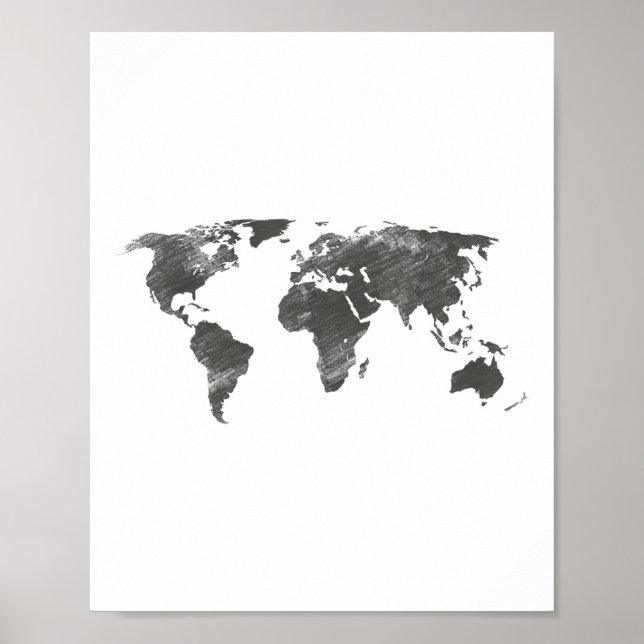 Världskartan i Grått, världskartan _1 Poster (Framsidan)