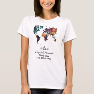 Världskartan lägger till din namntext ställe City T Shirt