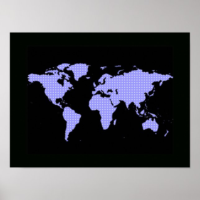 världskartan med polkadoter - svart poster (Framsidan)