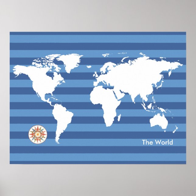världskartan med rand poster (Framsidan)