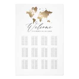 Världskartan över guld i bröllop fototryck