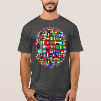 Världskartan över internationell Världs flaggor Fl T Shirt