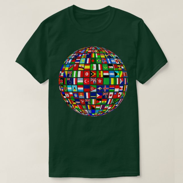 Världskartan över internationell Världs flaggor Fl T Shirt (Design framsida)