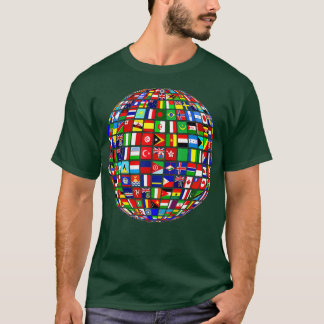 Världskartan över internationell Världs flaggor Fl T Shirt