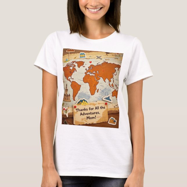 Världskartan - stift och landmärken t shirt (Framsida)