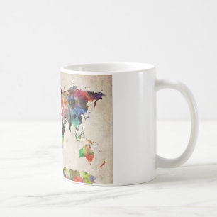 VärldskartaUrban vattenfärg Kaffemugg