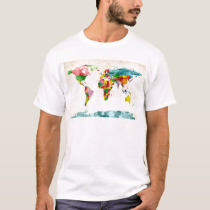 Världskartavattenfärger T-shirt
