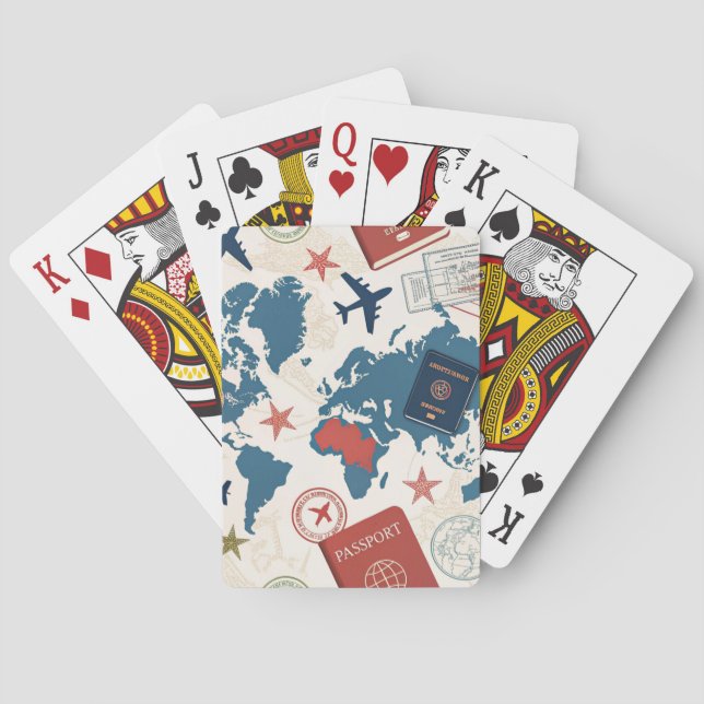 Världskartemönster för resor casinokort (Baksidan)