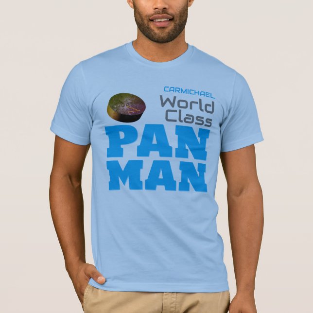 Världsklass Pan Man på BLUE T Shirt (Framsida)