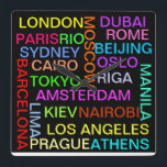 Världsklocka för globala städer fyrkantig klocka<br><div class="desc">Grafik och global,  checka ut fullt</div>