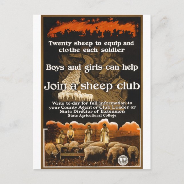 Världskrig 1 Får Poster annonsering Vykort (Framsida)