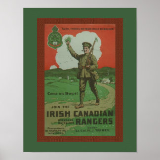 Världskrig 1 Irländska kanadensiska Skogsväktare M Poster
