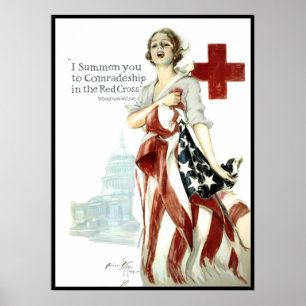 VÄRLDSKRIG 1 RED KOR POSTER 1918