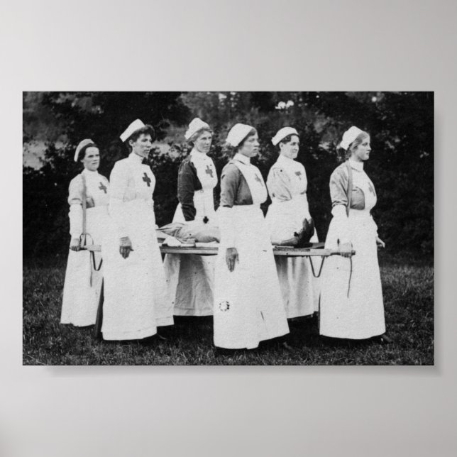 Världskrig 1 sjuksköterskor med stretcher poster (Framsidan)
