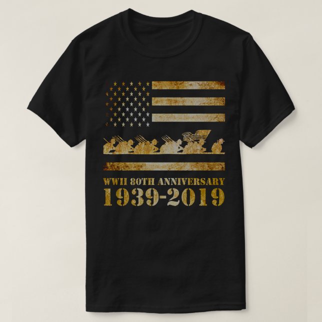 Världskrig 2 - 80-årsjubiléet Veterans D Dag Gif T Shirt (Design framsida)