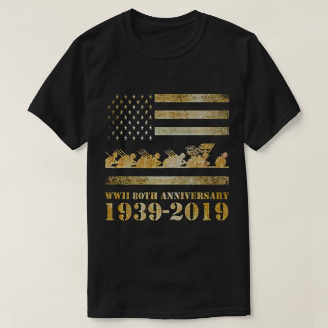 Världskrig 2 - 80-årsjubiléet Veterans D Dag Gif T Shirt (Design framsida)