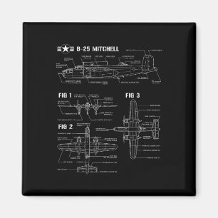 Världskrig 2 Amerikanska flygplan B-25 Mitchell Bo Magnet