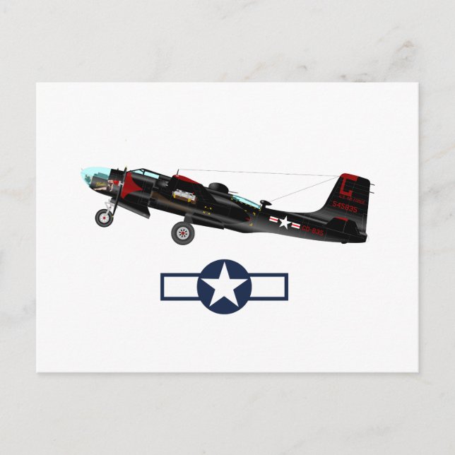 Världskrig 2 Amerikanska flygplan Inbjudan Vykort (Framsida)