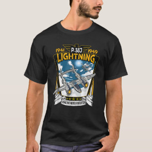 Världskrig 2 Amerikanska P 38 Lightning Fighter Ai T Shirt