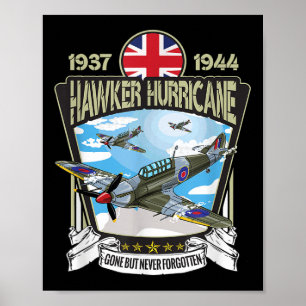 Världskrig 2 British Aircraft Hawker Hurricane Fig Poster