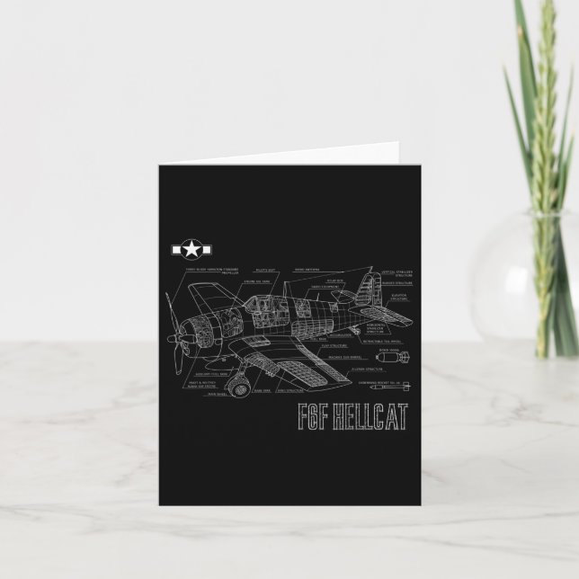Världskrig 2 F6f Hellcat Fighter Airplan Bluprint Kort (Framsida)
