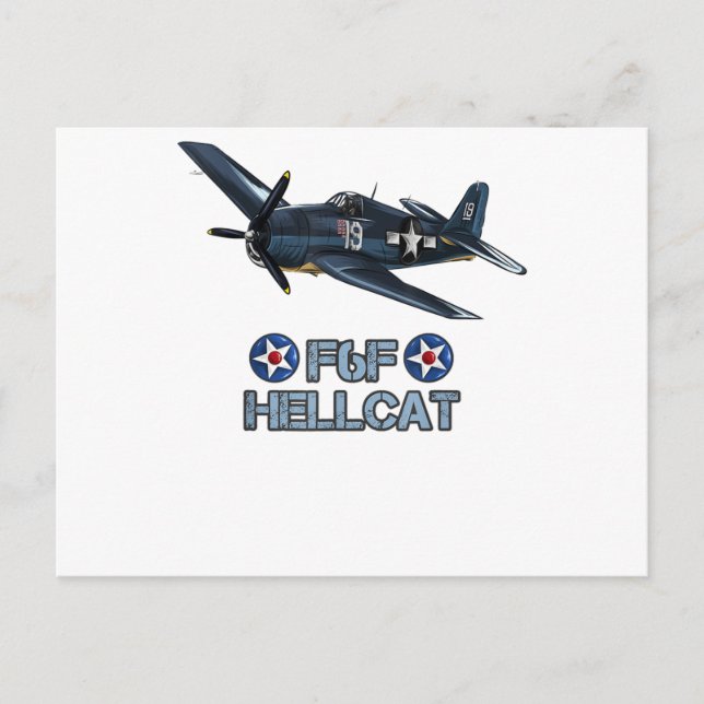 Världskrig 2 F6F Hellcat Fighter Airplan T-Shirt Vykort (Framsida)