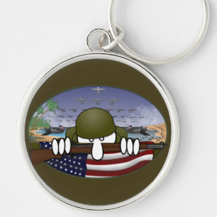 Världskrig 2 Kilroy Keychain Rund Silverfärgad Nyckelring