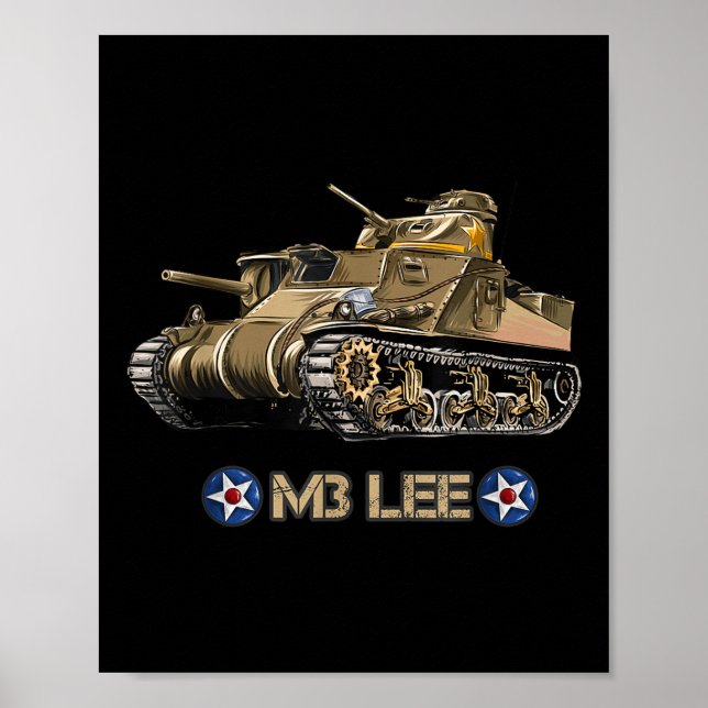 Världskrig 2 Medium Tank M3 Lee Poster (Framsidan)