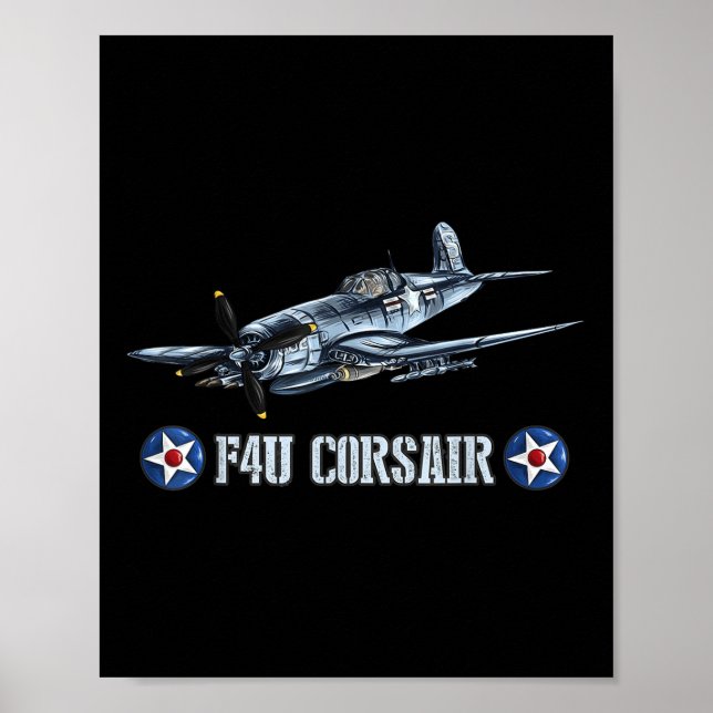 Världskrig 2 Militära stridsflygplan Wwii F4u Cor Poster (Framsidan)