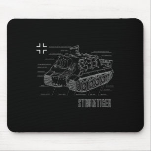Världskrig 2 Sturmtiger Blueprint av tysk Tank Musmatta