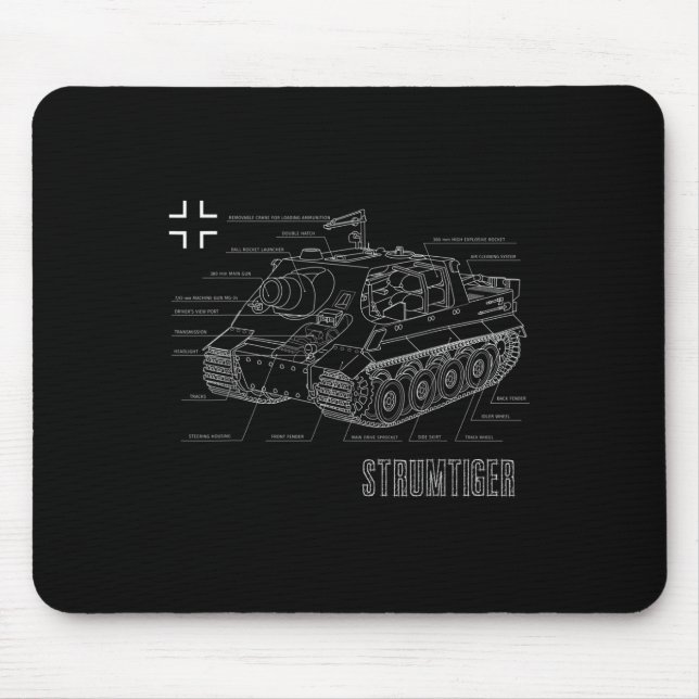 Världskrig 2 Sturmtiger Blueprint av tysk Tank Musmatta (Framsidan)