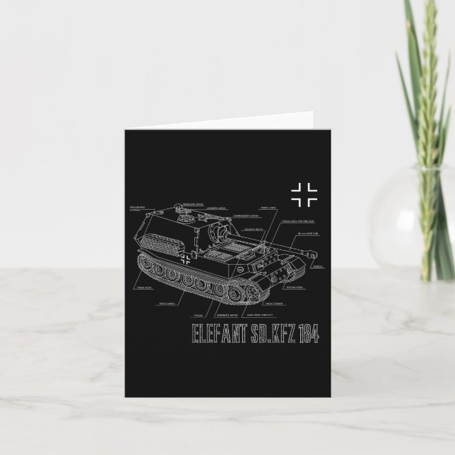 Världskrig 2 Tysk antiTank Förstörare Elefant Blu Kort (Framsida)