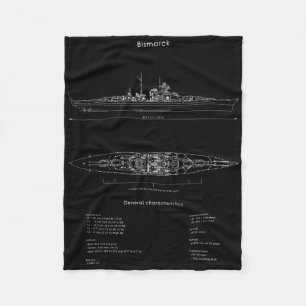 Världskrig 2 Tysk Bismarck-Frakt Förlaga WW2-attle Fleecefilt