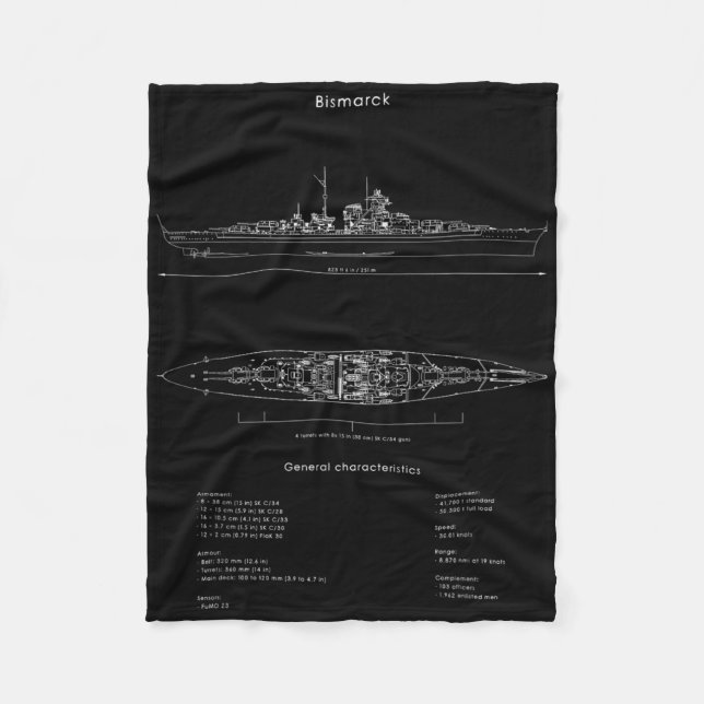Världskrig 2 Tysk Bismarck-Frakt Förlaga WW2-attle Fleecefilt (Framsidan)