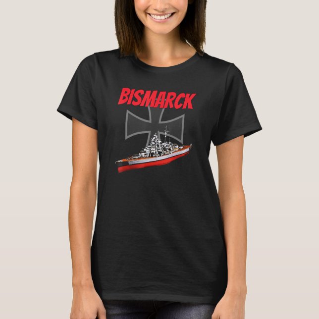 Världskrig 2 Tysk Bismarck-Frakt Förlaga WW2-attle T Shirt (Framsida)