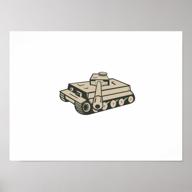 Världskrig 2 Tysk Panzer-Tank Aiming Poster (Framsidan)