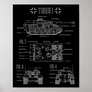 Världskrig 2 Tysk Tank Tiger I-ingenjörsskur Poster