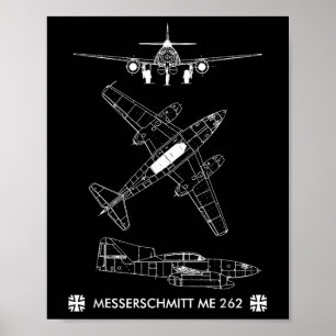Världskrig 2 Tyska flygplan Me 262 Fighter Jet Poster