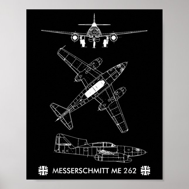 Världskrig 2 Tyska flygplan Me 262 Fighter Jet Poster (Framsidan)