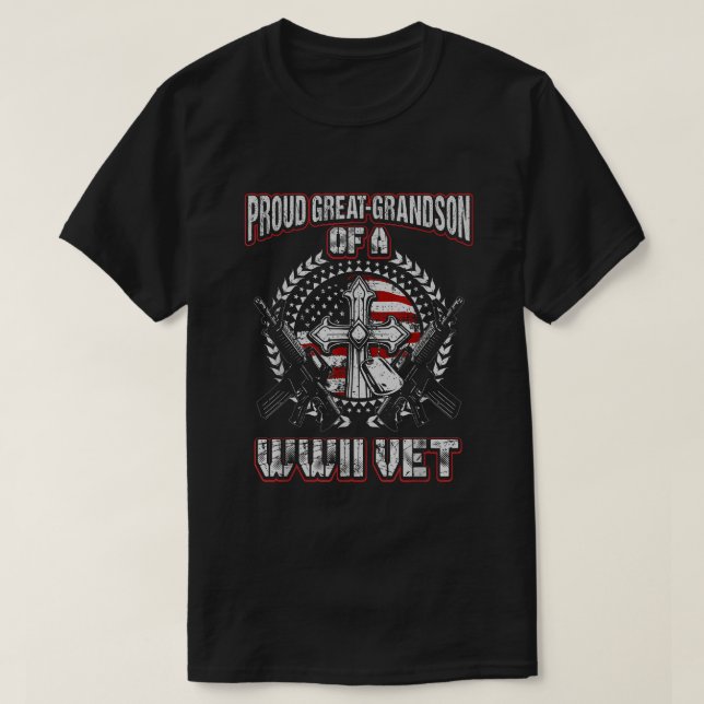 Världskrig 2 Veteran Proud Underbar Grandson WWII  T Shirt (Design framsida)