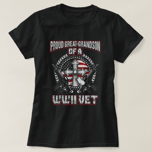 Världskrig 2 Veteran Proud Underbar Grandson WWII  T Shirt (Design framsida)