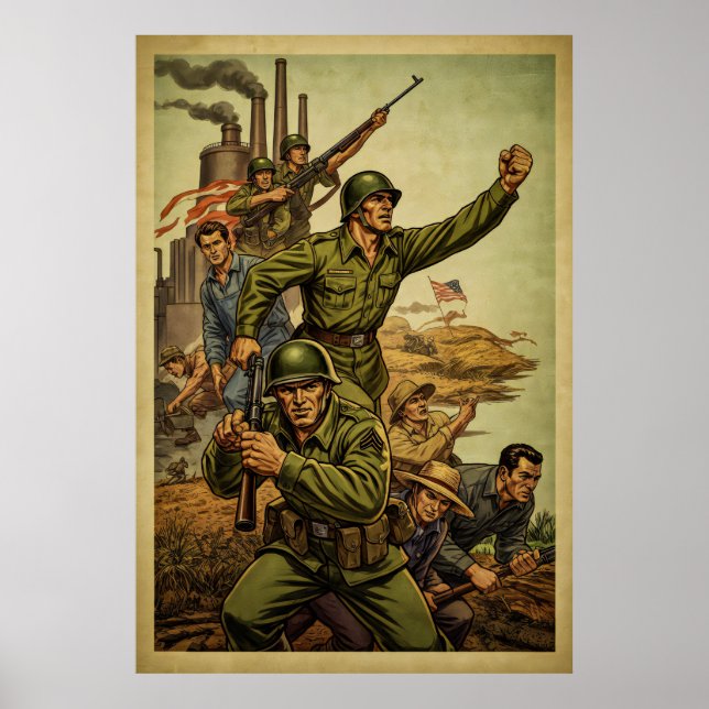 Världskrig ERA Inspired Soldier March Poster (Framsidan)